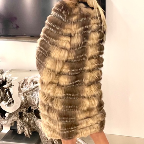 SYMETRIE YVES SALOMON ARCTIC FOX CASHMERE SWEATER COAT - Picture 5 of 14